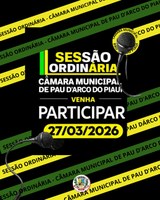 Câmara Municipal de Pau D’Arco do Piauí convida população para Sessão Ordinária.